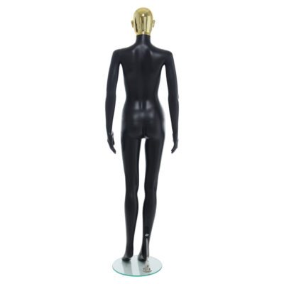 R356GD - Ladies Mannequin - Black with Gold Head - Back View