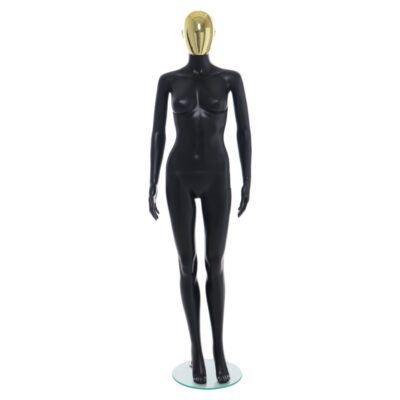 R356GD - Ladies Mannequin - Black with Gold Head - Front View