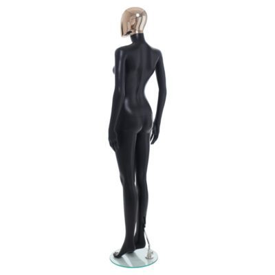 R356RG - Ladies Mannequin - Black with Rose Gold Head - Back Left View