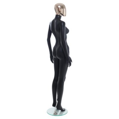 R356RG - Ladies Mannequin - Black with Rose Gold Head - Back Right View