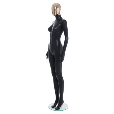 R356RG - Ladies Mannequin - Black with Rose Gold Head - Front Left View