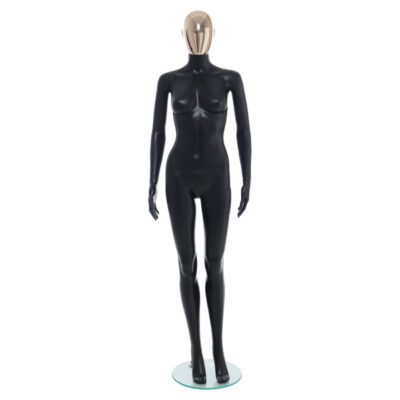 R356RG - Ladies Mannequin - Black with Rose Gold Head - Front View