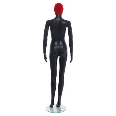 R356RP - Ladies Mannequin - Black with Red Pile Head - Back View