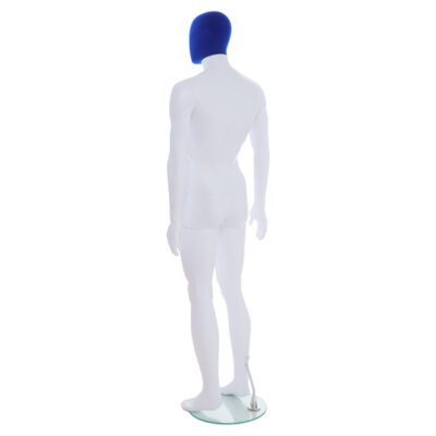 R357BP - Mens Mannequin - White with Blue Pile Head - Back Left View