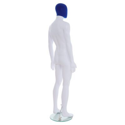 R357BP - Mens Mannequin - White with Blue Pile Head - Back Right View