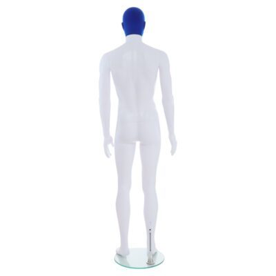 R357BP - Mens Mannequin - White with Blue Pile Head - Back View