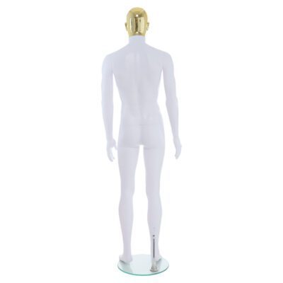 R357GD - Mens Mannequin - White with Gold Head - Back View