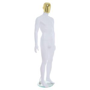 R357GD - Mens Mannequin - White with Gold Head - Front Right View