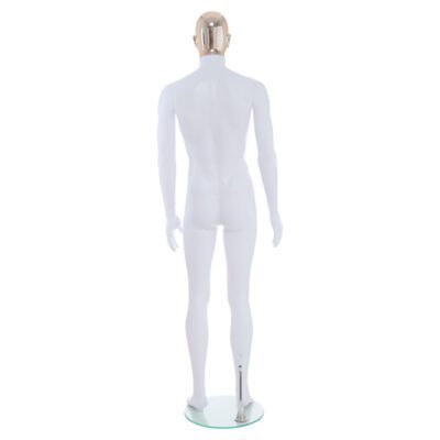 R357RG - Mens Mannequin - White with Rose Gold Head - Back View