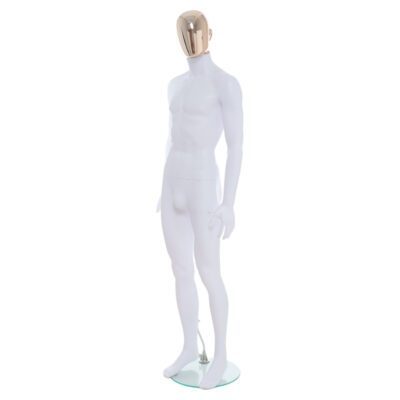 R357RG - Mens Mannequin - White with Rose Gold Head - Front Left View