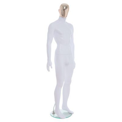 R357RG - Mens Mannequin - White with Rose Gold Head - Front Right View