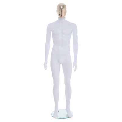 R357RG - Mens Mannequin - White with Rose Gold Head - Back View