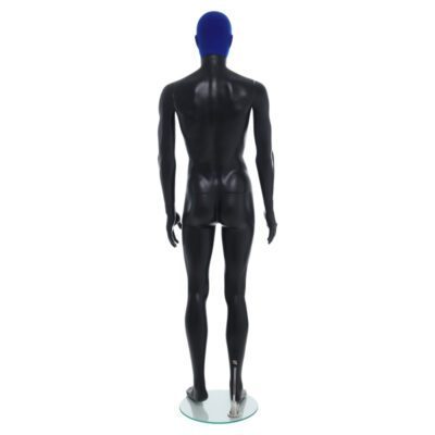 R358RP - Mens Mannequin - Black with Blue Pile Head - Back View