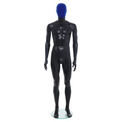 R358RP - Mens Mannequin - Black with Blue Pile Head - Front View