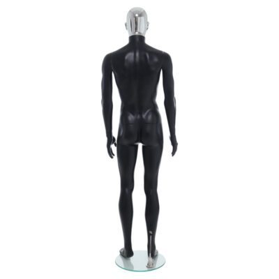 R358CH - Mens Mannequin - Black with Chrome Head - Back View