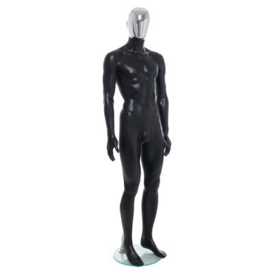 R358CH - Mens Mannequin - Black with Chrome Head - Front Right View