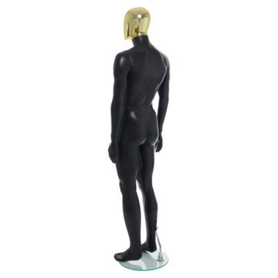 R358GD - Mens Mannequin - Black with Gold Head - Back Left View