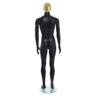 R358GD - Mens Mannequin - Black with Gold Head - Back View