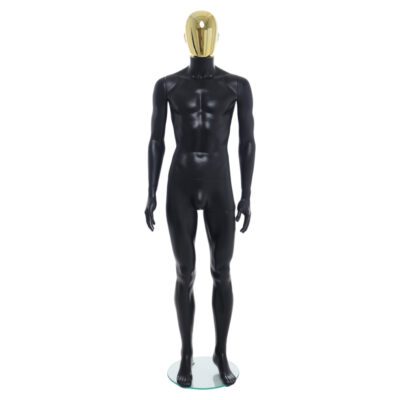 R358GD - Mens Mannequin - Black with Gold Head - Front View