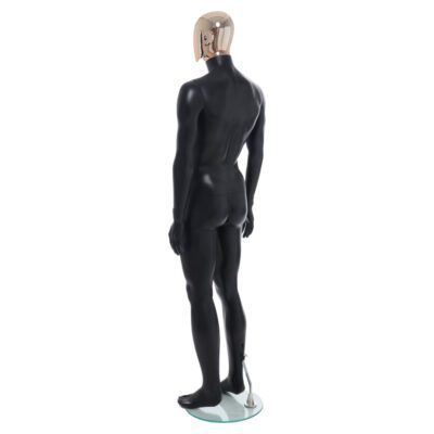 R358RG - Mens Mannequin - Black with Rose Gold Head - Back Left View