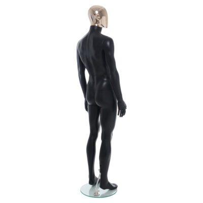 R358RG - Mens Mannequin - Black with Rose Gold Head - Back Right View