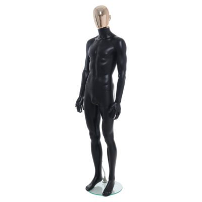 R358RG - Mens Mannequin - Black with Rose Gold Head - Front Left View