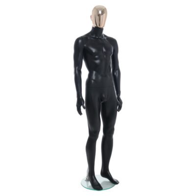 R358RG - Mens Mannequin - Black with Rose Gold Head - Front Right View