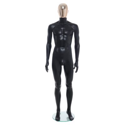 R358RG - Mens Mannequin - Black with Rose Gold Head - Front View