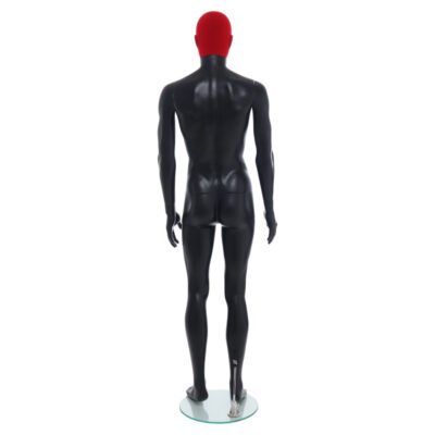 R358RP - Mens Mannequin - Black with Red Pile Head - Back View